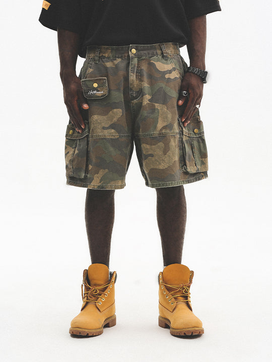 UNTILWERICH Camouflage Multi Pocket Work Cargo Shorts | Face 3 Face