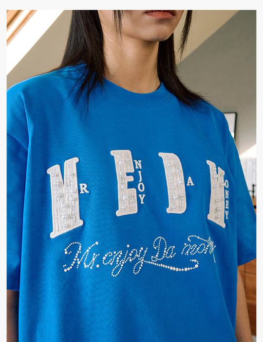 MEDM Pearl Lace Patch Embroidery Tee | Face 3 Face