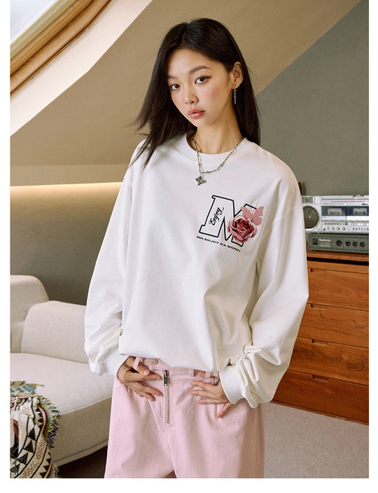 MEDM Butterfly Flower Embroidered Long Sleeve Tee | Face 3 Face