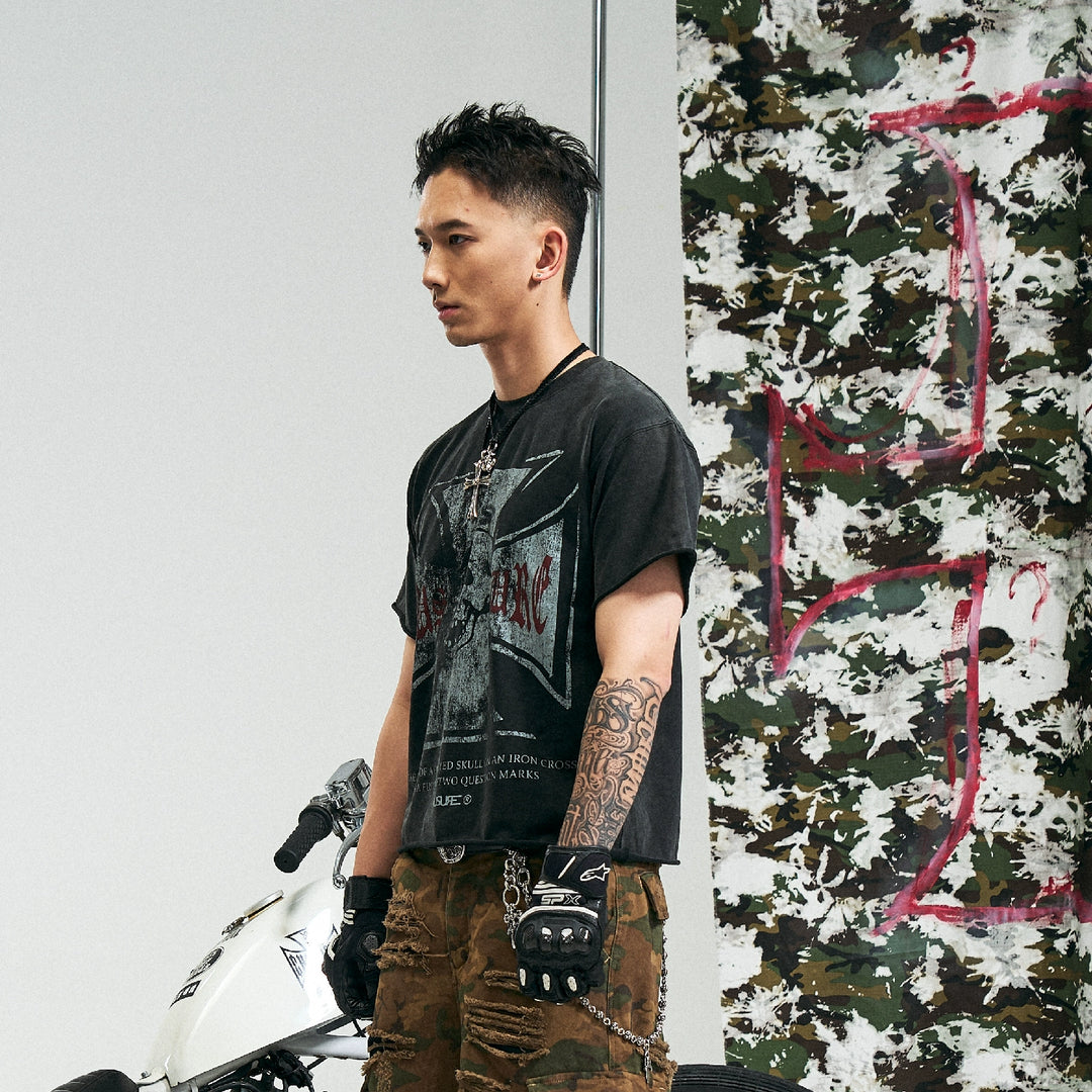 RUSURE Vintage Cross Skull Washed Tee | Face 3 Face