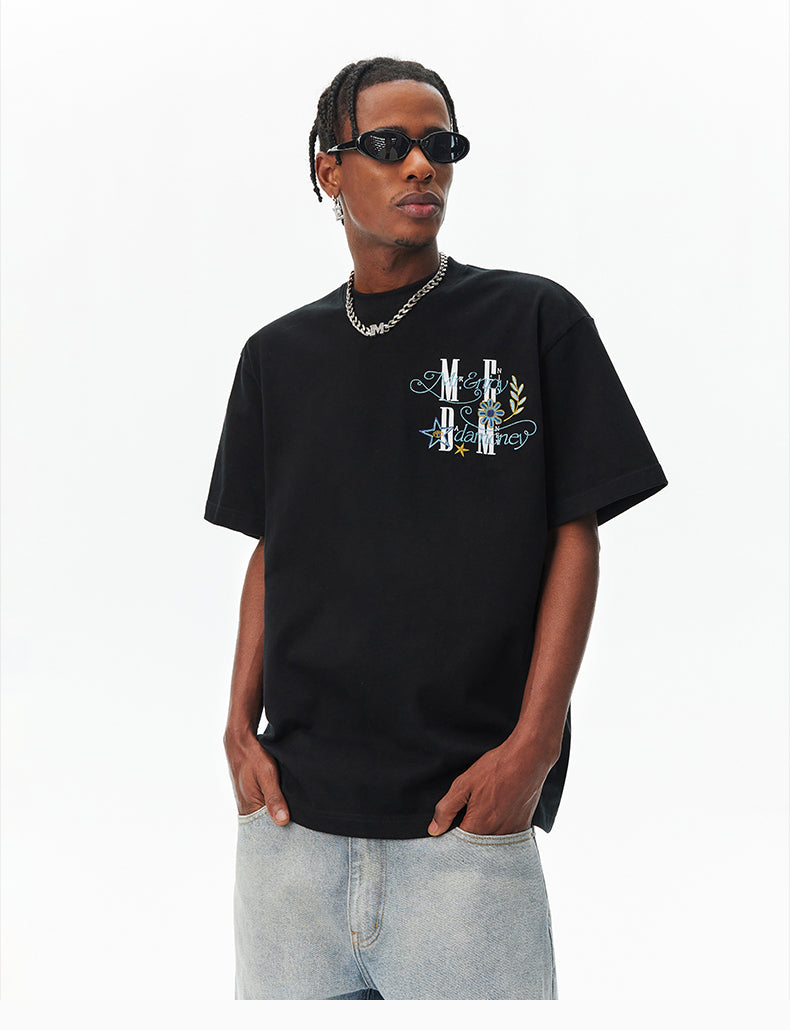 MEDM Glitter Bird and Apple Embroidered Tee | Face 3 Face