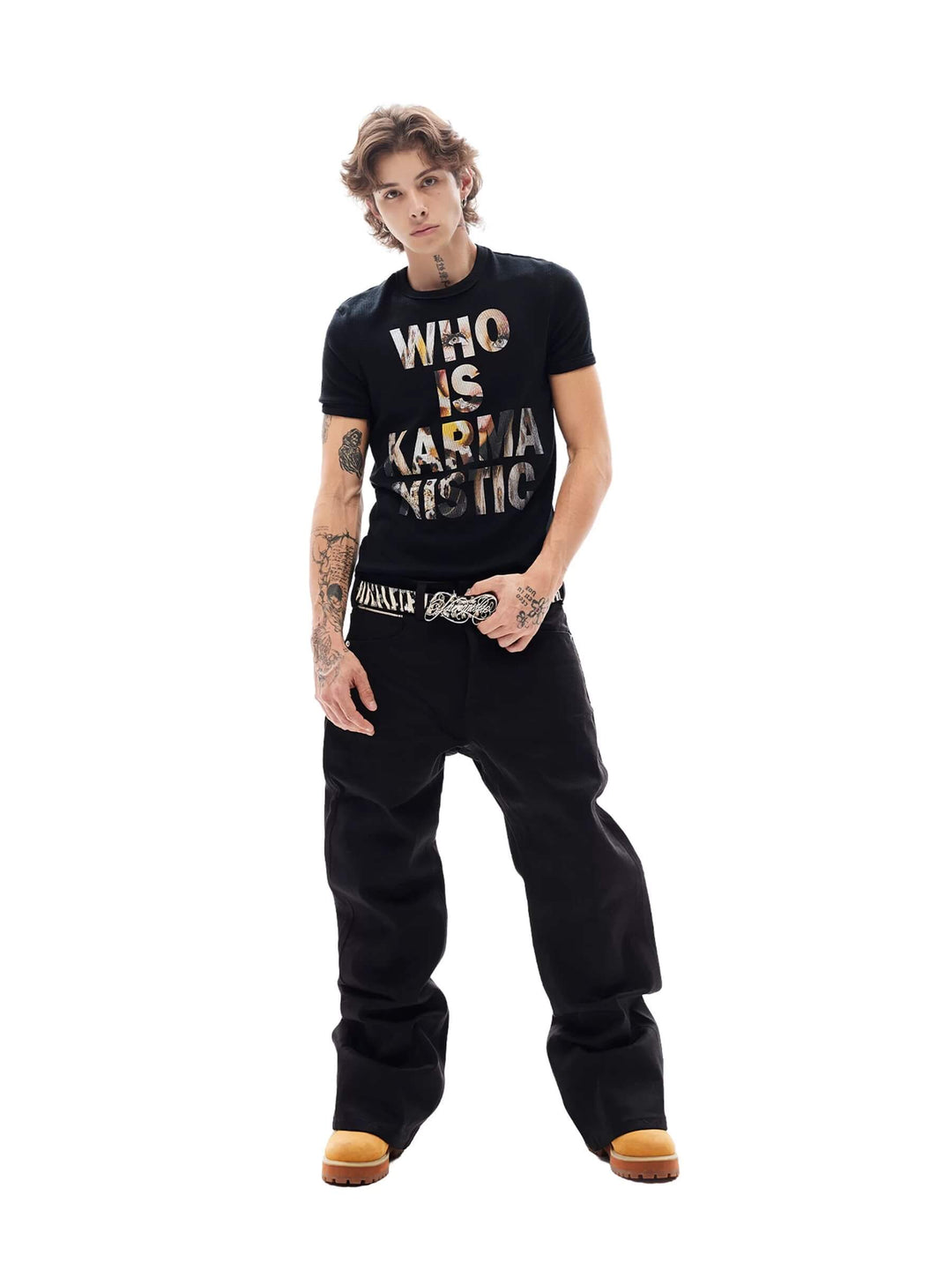 KARMANISTIC Portrait Letter Print Slim Fit Short Sleeve Tee | Face 3 Face