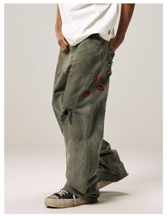 Remedy Kiss Mark Distressed Hole Work Painter Pants | Face 3 Face