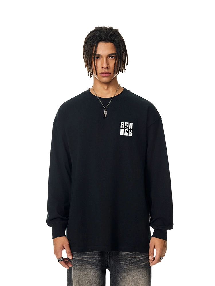 Achock Letter Logo Embroidered Long Sleeve Tee | Face 3 Face