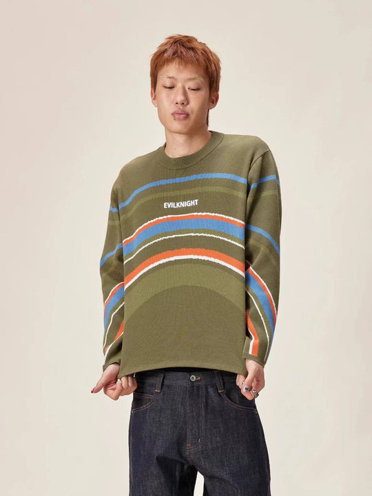 EVILKNIGHT(EK) Rainbow Circle Pattern Knit Sweater | Face 3 Face