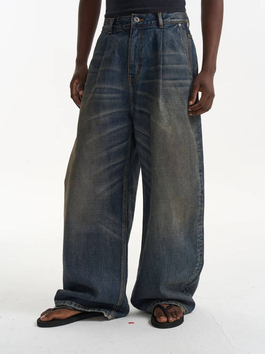 EXITMODE BY BLIND NO PLAN Washed Pleated Baggy Jeans | Face 3 Face