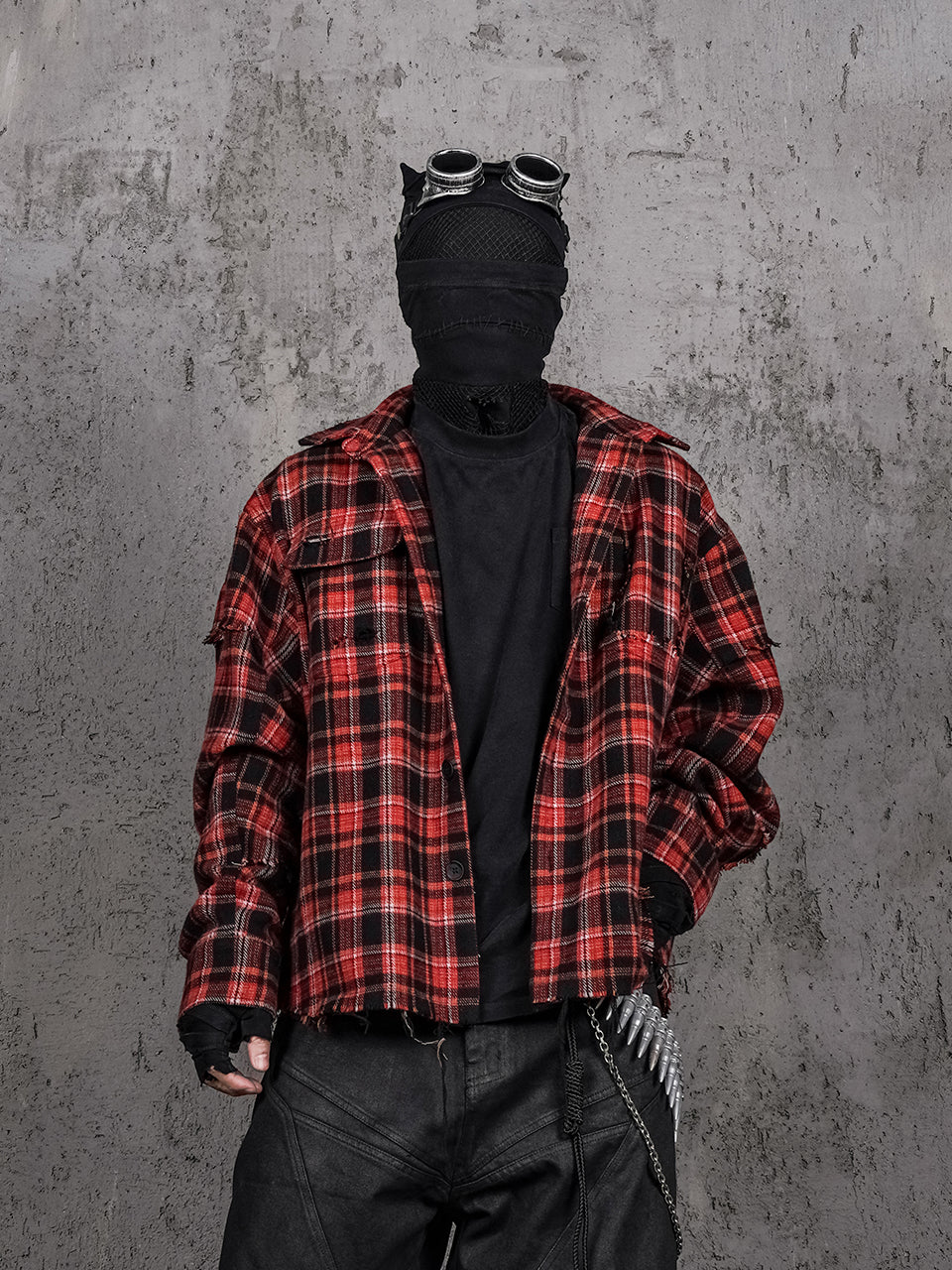 UNDERWATER Scarlet Plaid Deconstructed Destroyed Shirt Jacket | Face 3 Face