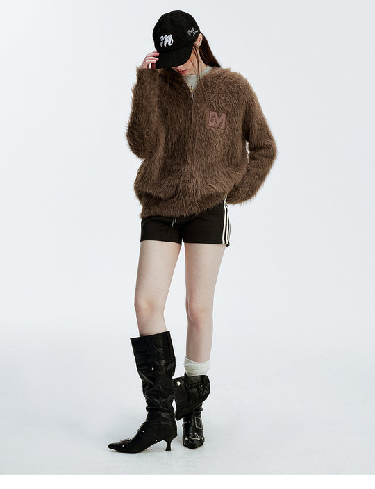 MEDM Mohair Hooded Zip Up Jacket | Face 3 Face