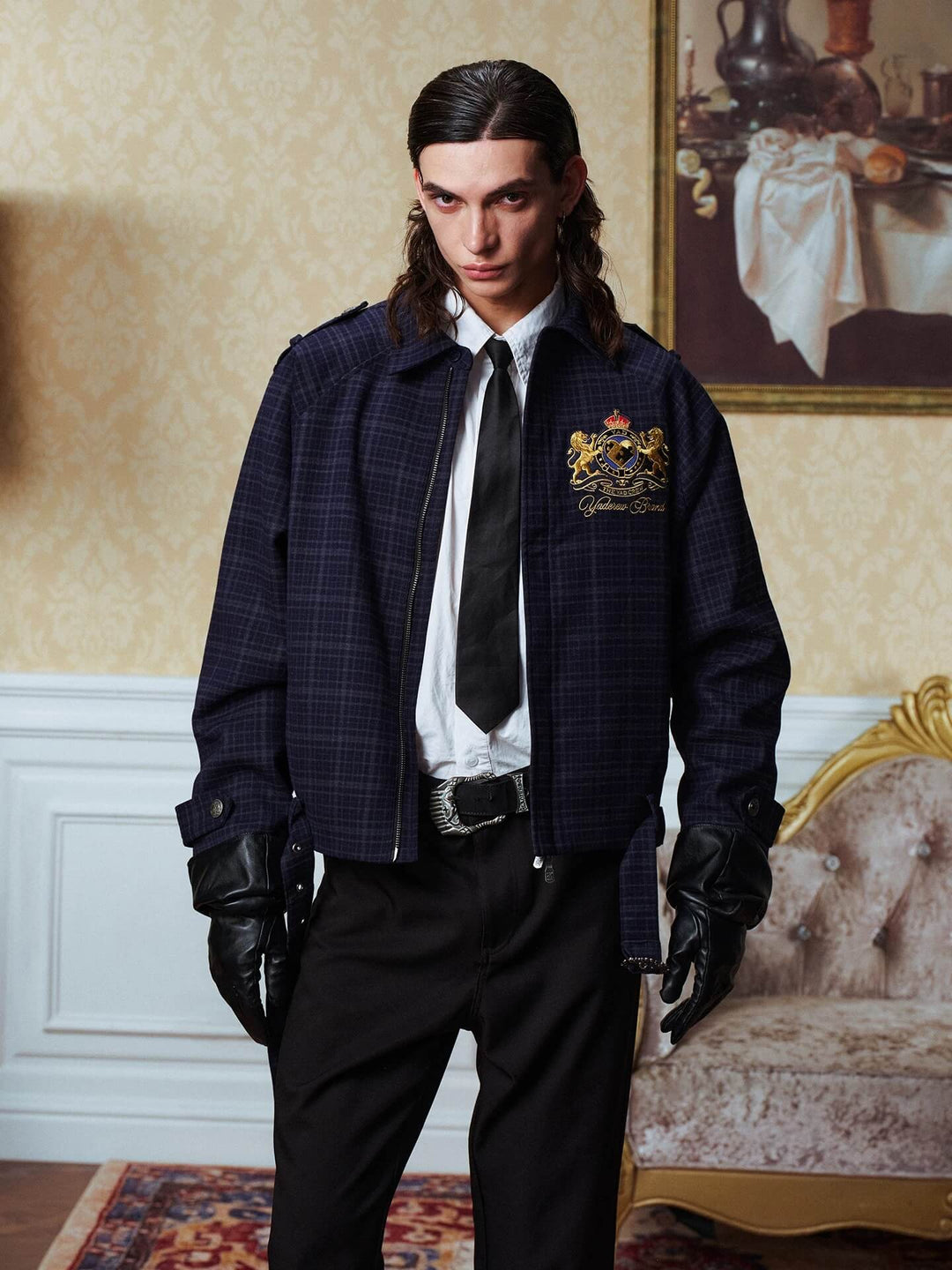 YADcrew Waist Belt Plaid Epaulet Jacket | Face 3 Face