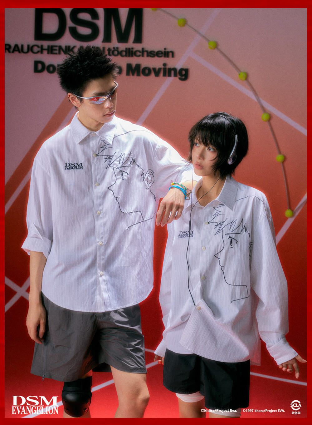 DSM x EVA Shinji Ikari Embroidered Striped Long Sleeve Shirt