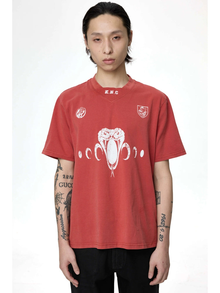 KARMANISTIC Old Washed Snake Head Print Tee | Face 3 Face