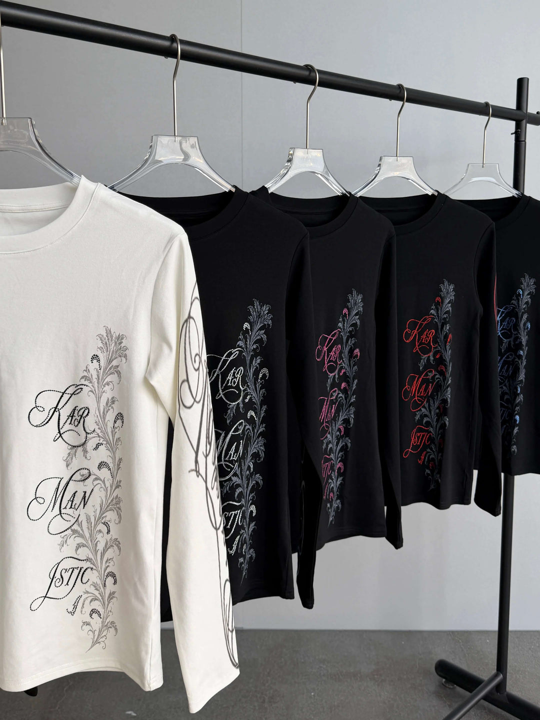 KARMANISTIC Rhinestone Tiger Graphic Stretch Slim Fit Long Sleeve Tee | Face 3 Face
