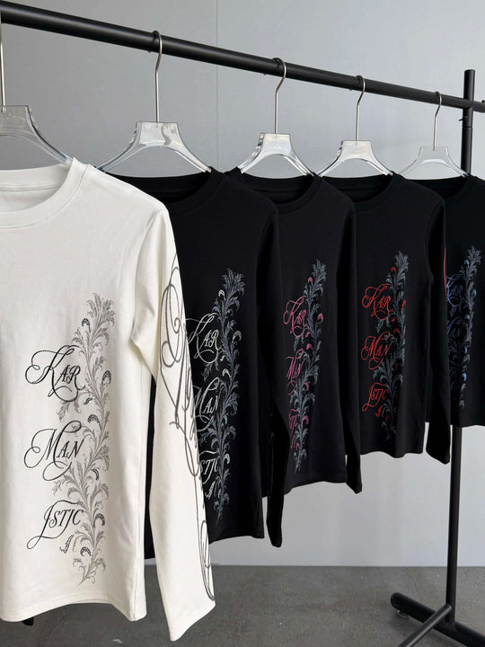 KARMANISTIC Rhinestone Tiger Graphic Stretch Slim Fit Long Sleeve Tee | Face 3 Face