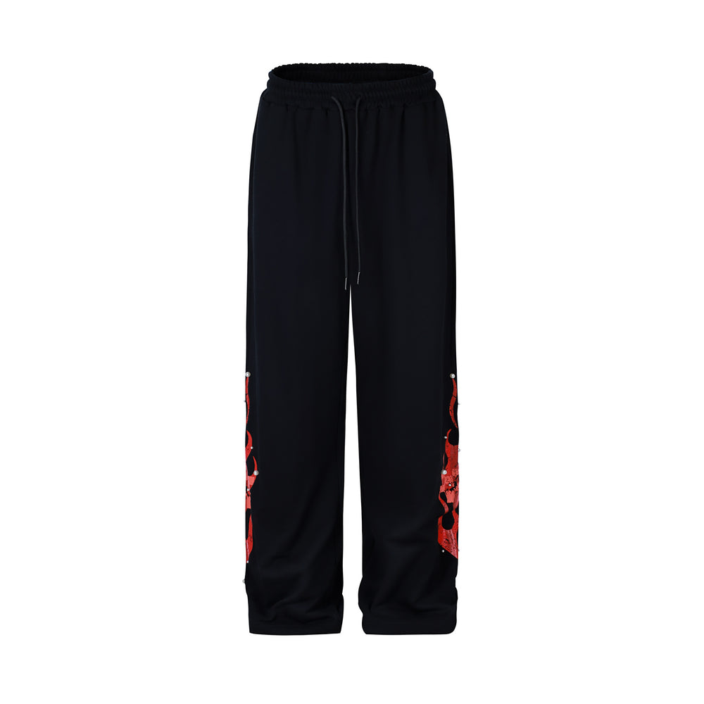 S45 Flame Print Pearl Baggy Sweatpants | Face 3 Face