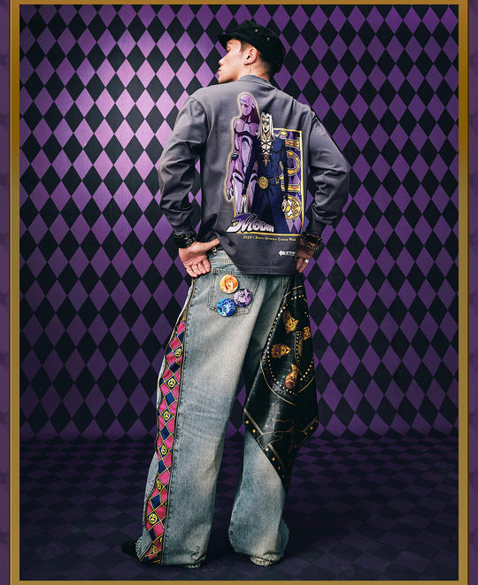 MEDM × JOJO Washed Distressed Character Print Long Sleeve Tee | Face 3 Face