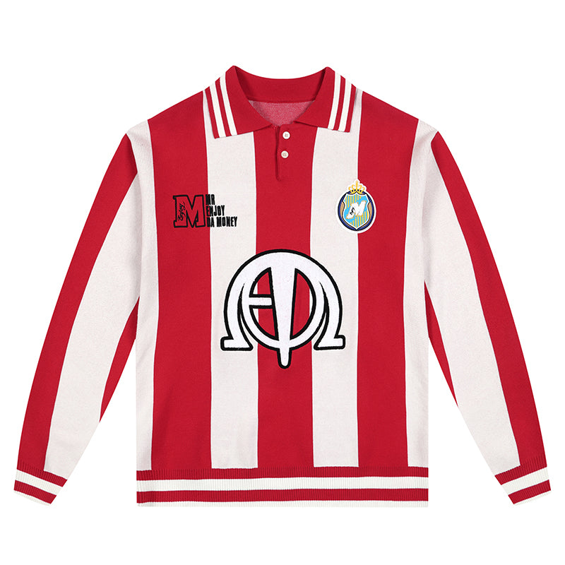 MEDM Polo Collar Embroidered Knit Sweater