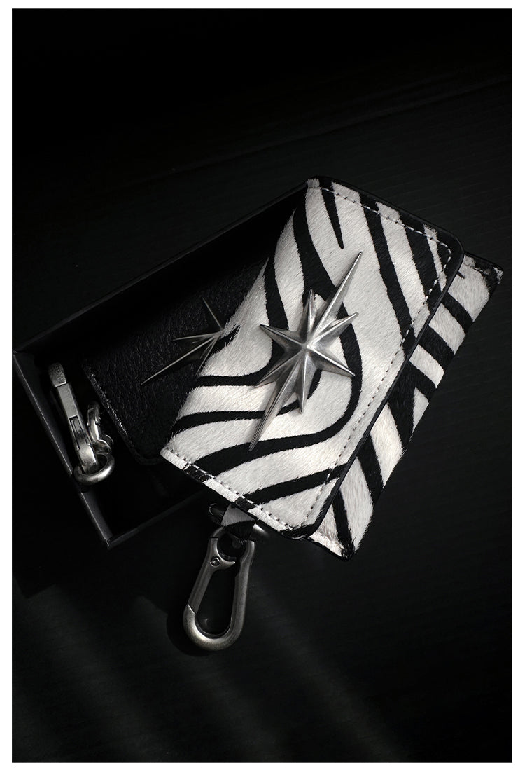 Remedy Metal Studded Keychain Coin Card Leather Wallet | Face 3 Face