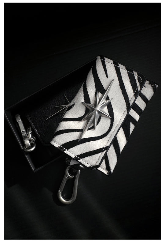 Remedy Metal Studded Keychain Coin Card Leather Wallet | Face 3 Face