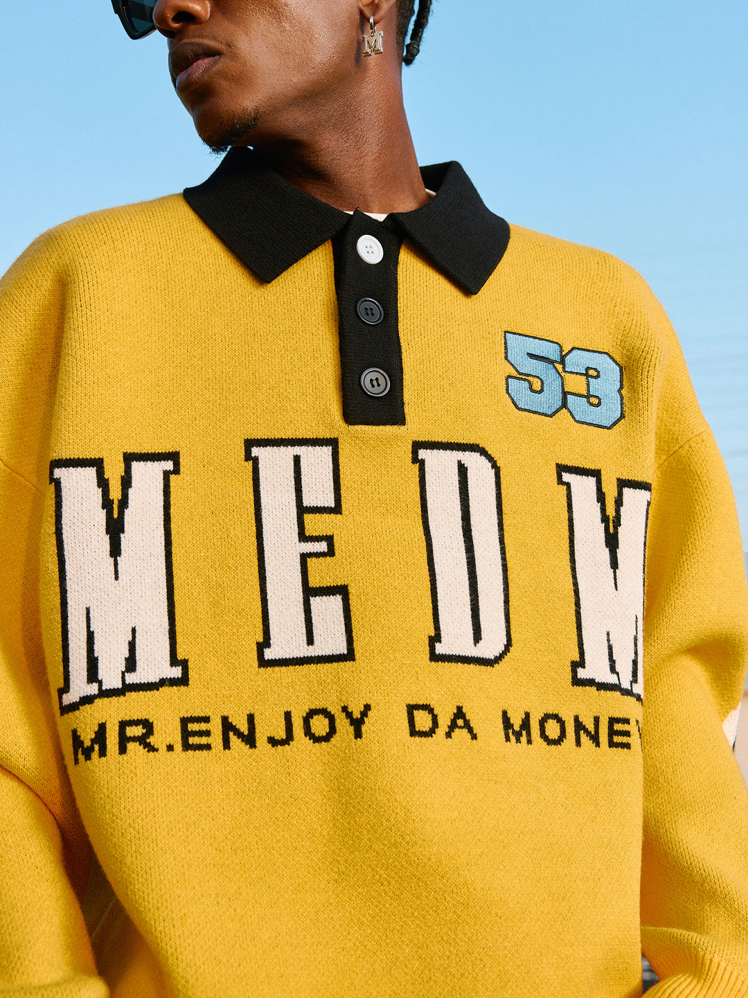 MEDM Patchwork Striped Elbow Knit Sweater | Face 3 Face