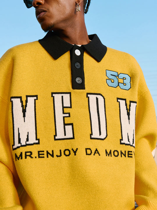 MEDM Patchwork Striped Elbow Knit Sweater | Face 3 Face