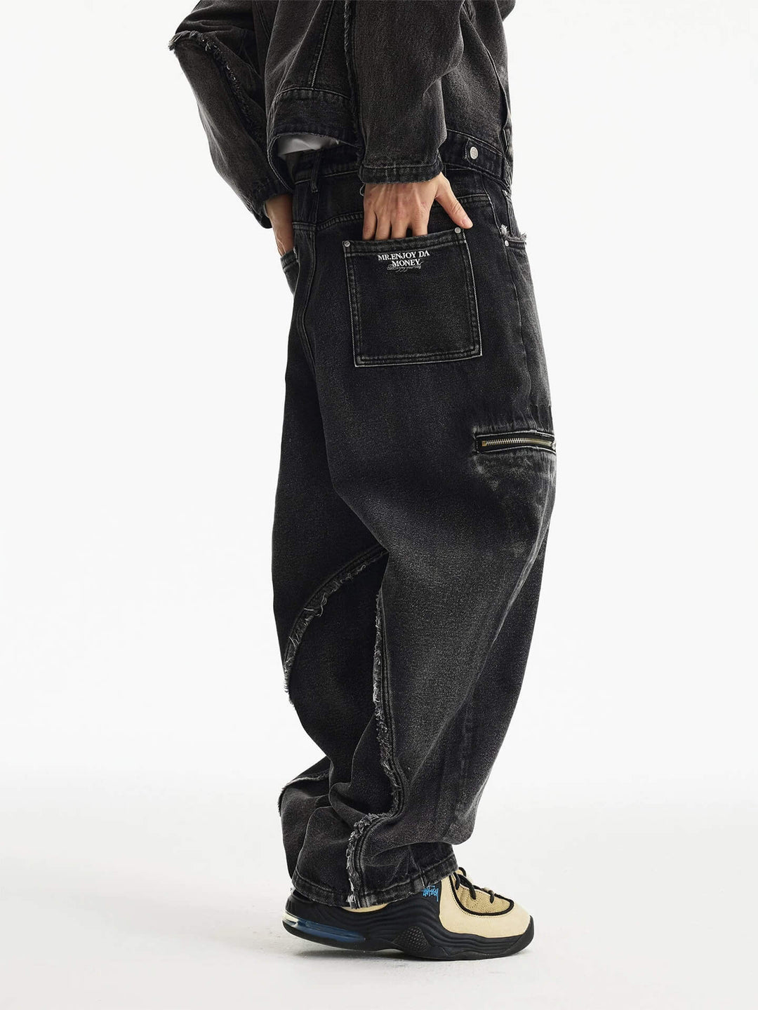 MEDM Structured Washed Distressed Frayed Jeans | Face 3 Face