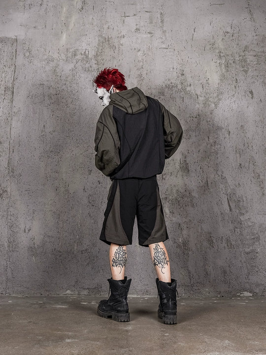 UNDERWATER Curved Mesh Patchwork Nylon Shorts | Face 3 Face