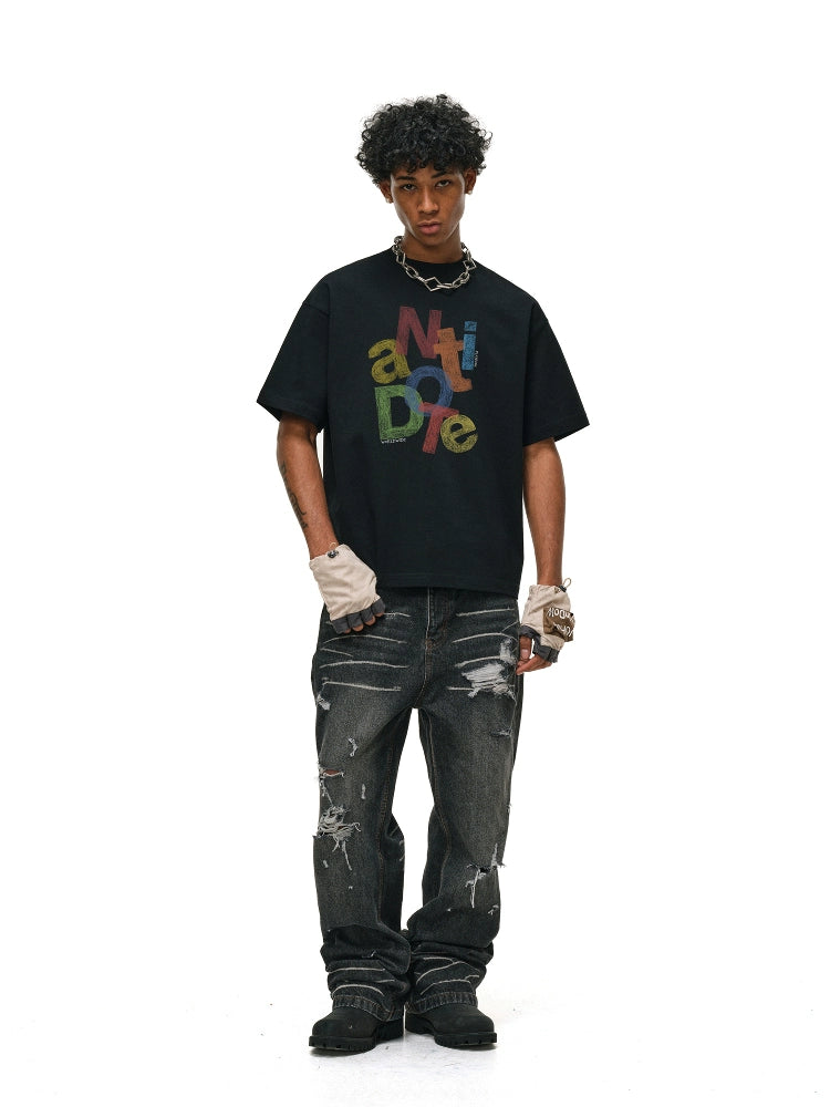 ANTIDOTE Colorful Crayon Print Tee | Face 3 Face