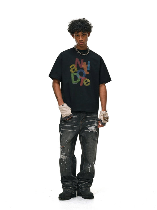 ANTIDOTE Colorful Crayon Print Tee | Face 3 Face