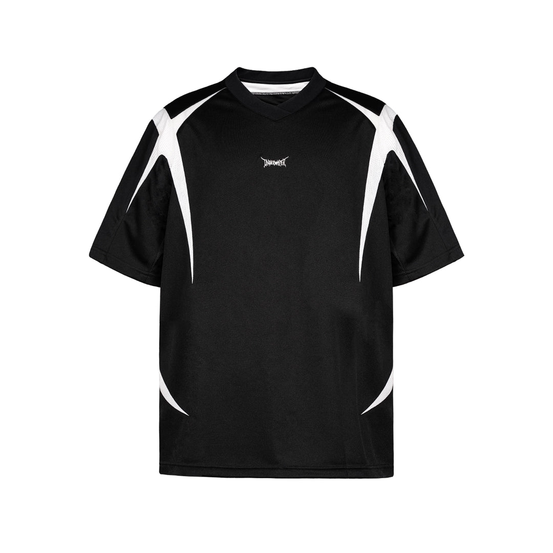 UNDERWATER Black and White Deconstructed Patchwork Embroidered Jersey Tee | Face 3 Face