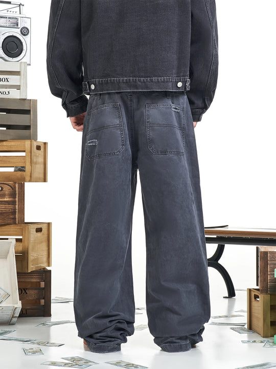 F3F Select Destroyed Double Knee Gray Baggy Jeans | Face 3 Face