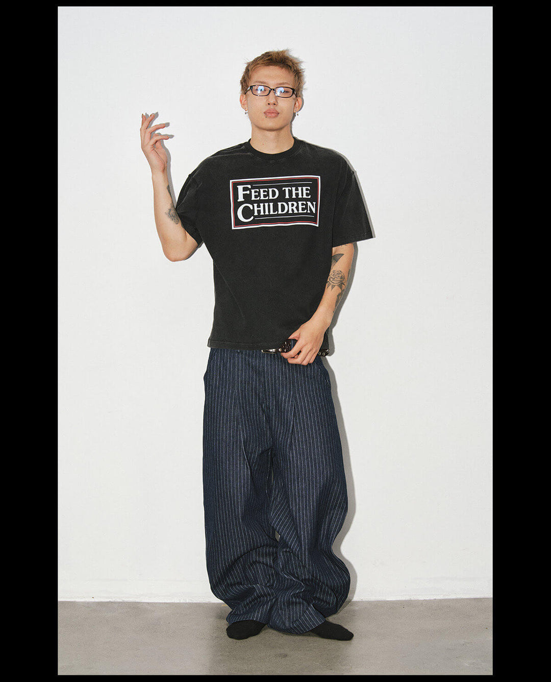 NOVACAM Striped Curved Baggy Jeans | Face 3 Face