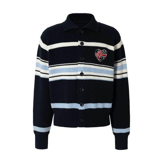 YADcrew Heart Embroidered Striped Knit Cardigan | Face 3 Face