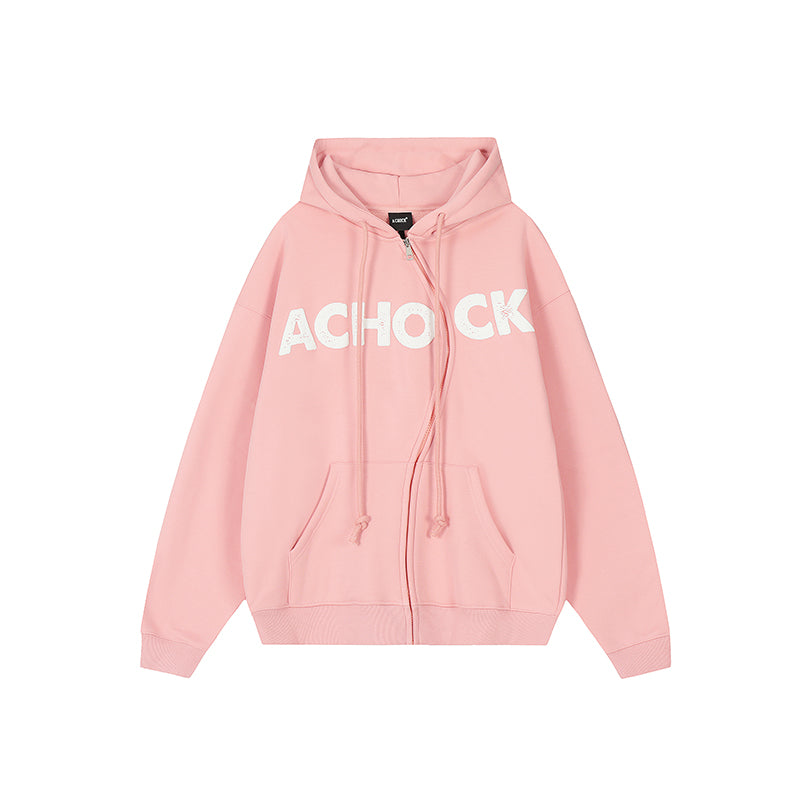 Achock National Tide S Zipper Foam Printed Hoodie