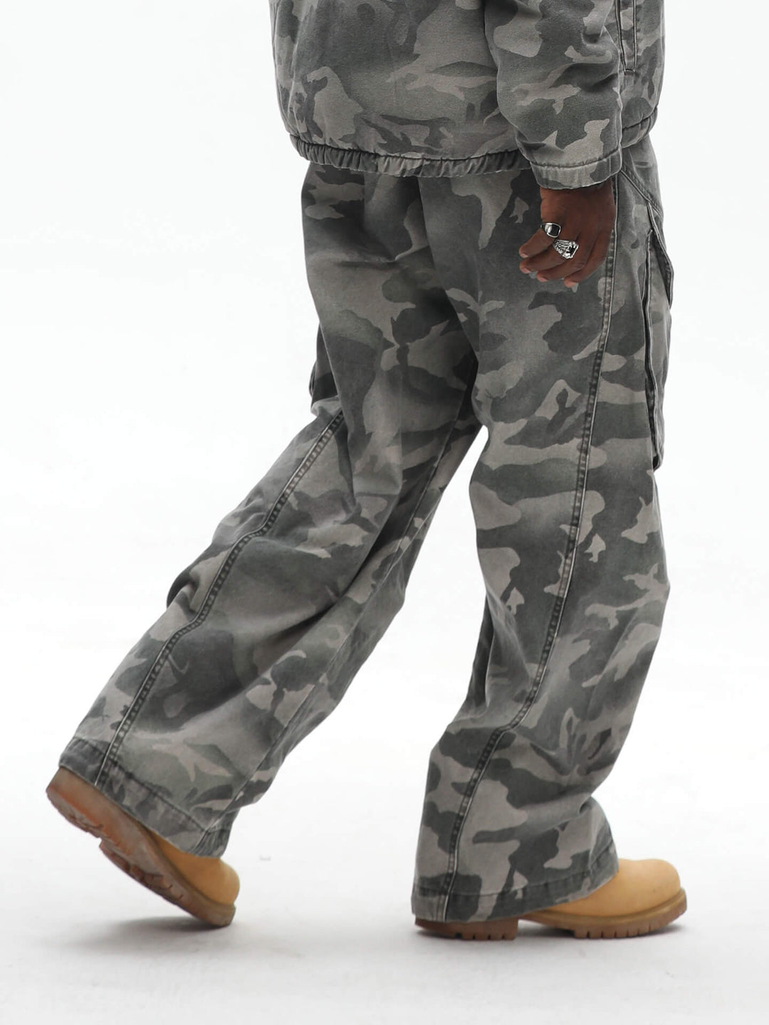 UNTILWERICH Washed Camouflage Work Cargo Pants