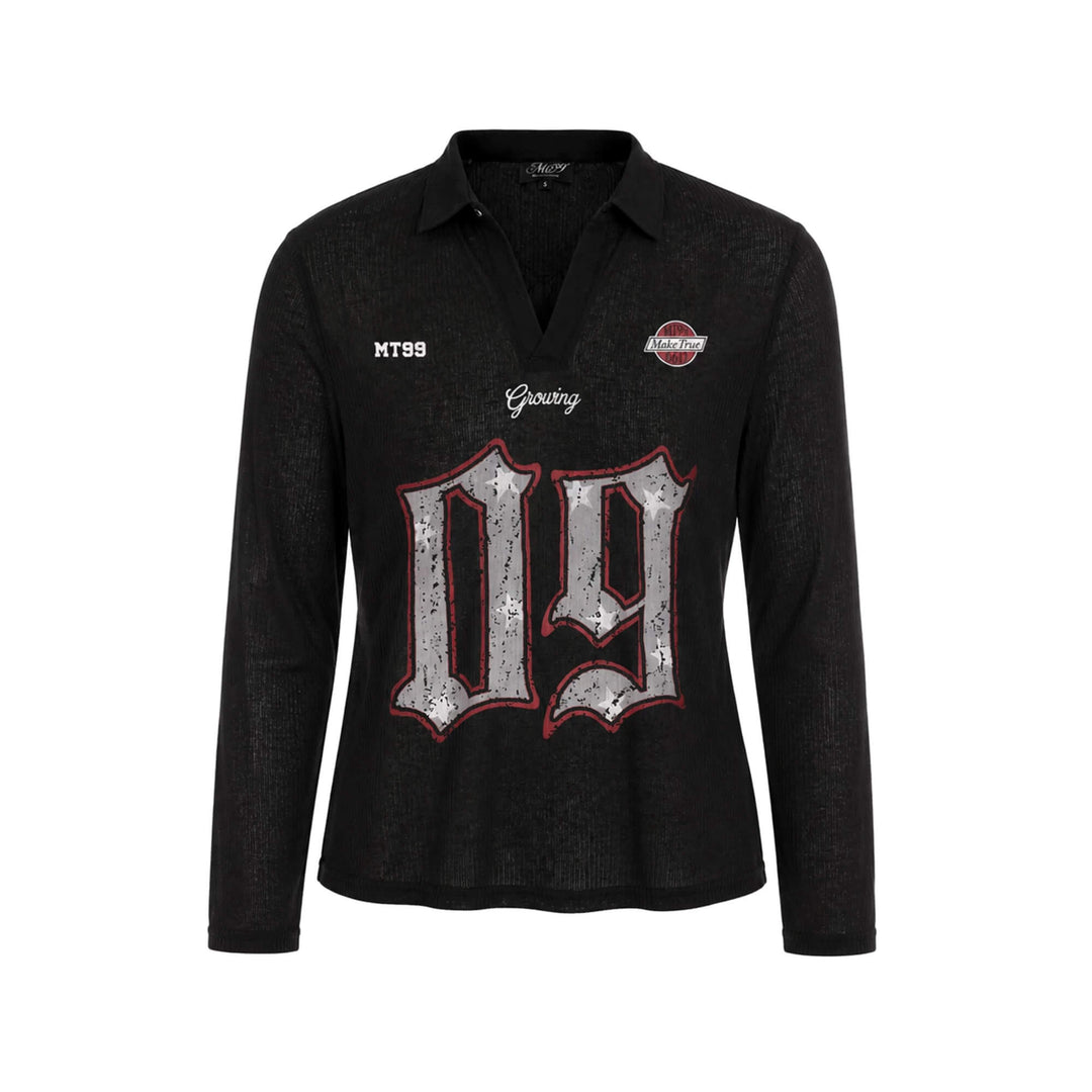 F3F Select Numbering Stripe Sleeve Mesh Long Sleeve Polo Jersey | Face 3 Face
