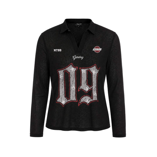 F3F Select Numbering Stripe Sleeve Mesh Long Sleeve Polo Jersey | Face 3 Face