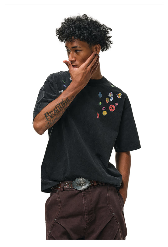 ANTIDOTE Sticker Print Washed Tee | Face 3 Face