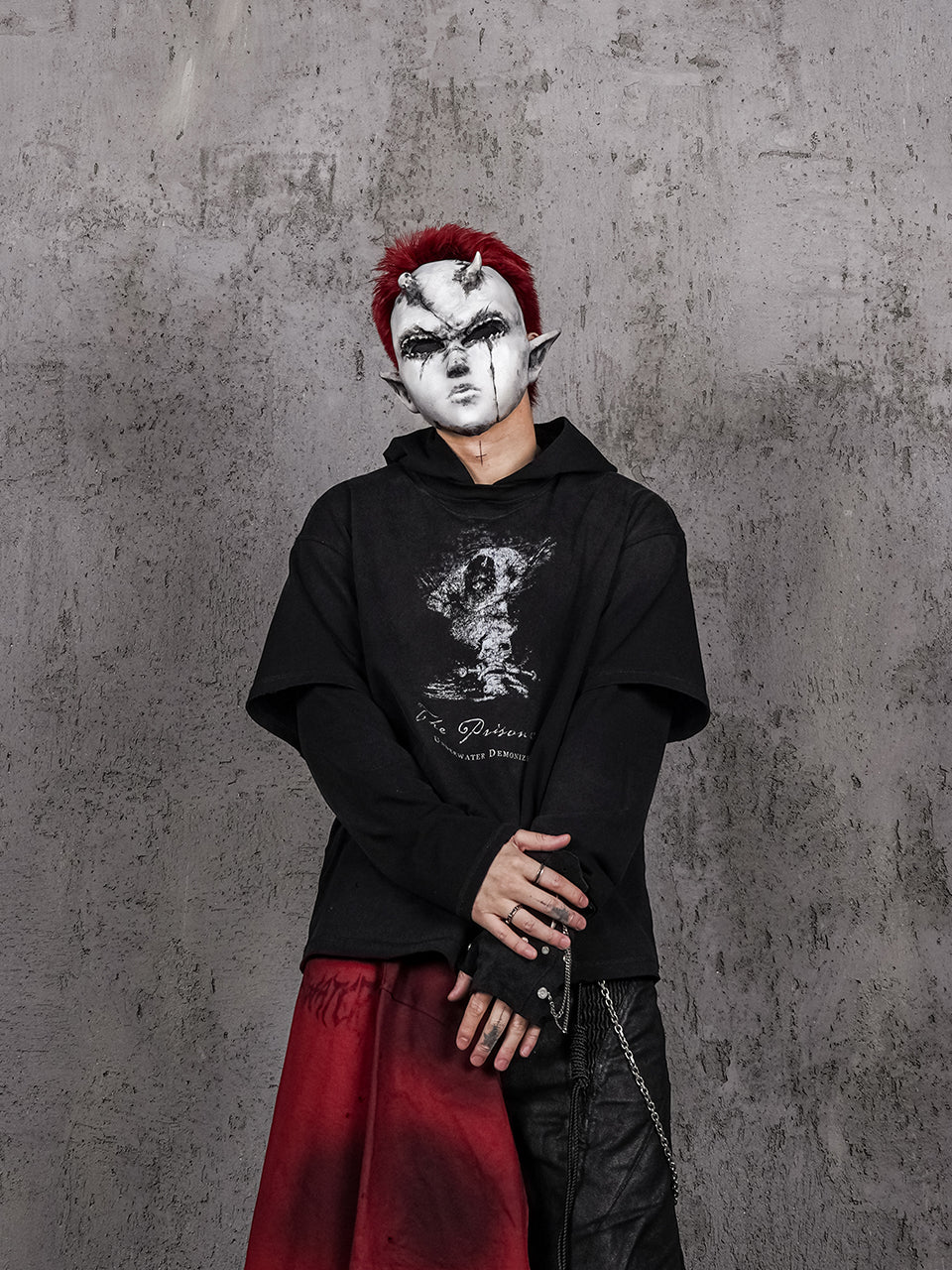 UNDERWATER Destruction Fake Layered Prisoner Print Hoodie | Face 3 Face