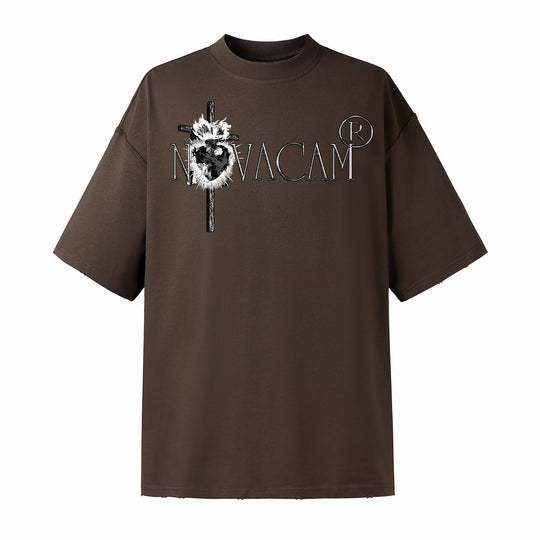 NOVACAM Vintage Frayed Logo Print Backstitch Tee | Face 3 Face