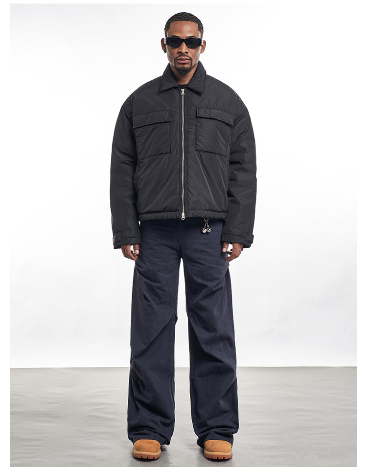 F3F Select Navy Blue Pleated Casual Pants | Face 3 Face