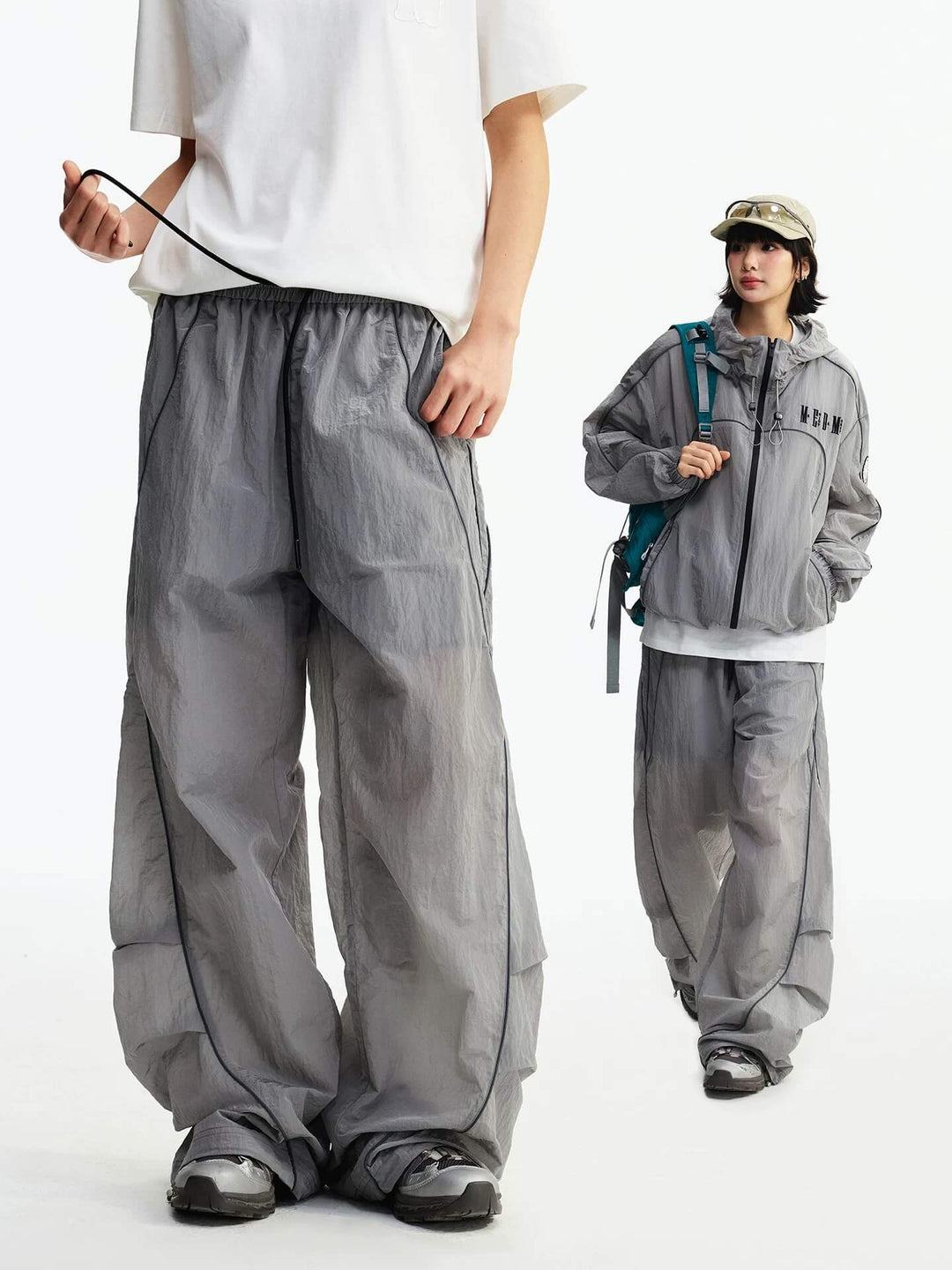 MEDM Sheen Texture Lightweight Utility Track Pants | Face 3 Face