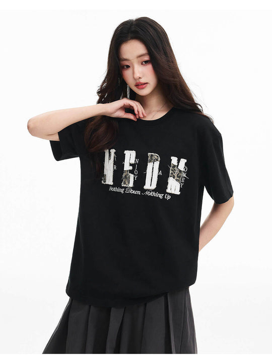 MEDM Distressed Logo Patch Short Sleeve Tee | Face 3 Face