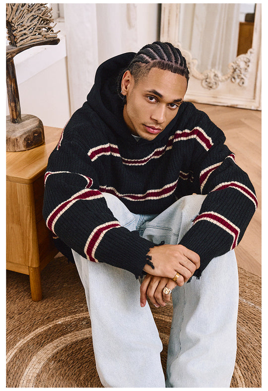 Remedy Striped Distressed Knit Sweater | Face 3 Face