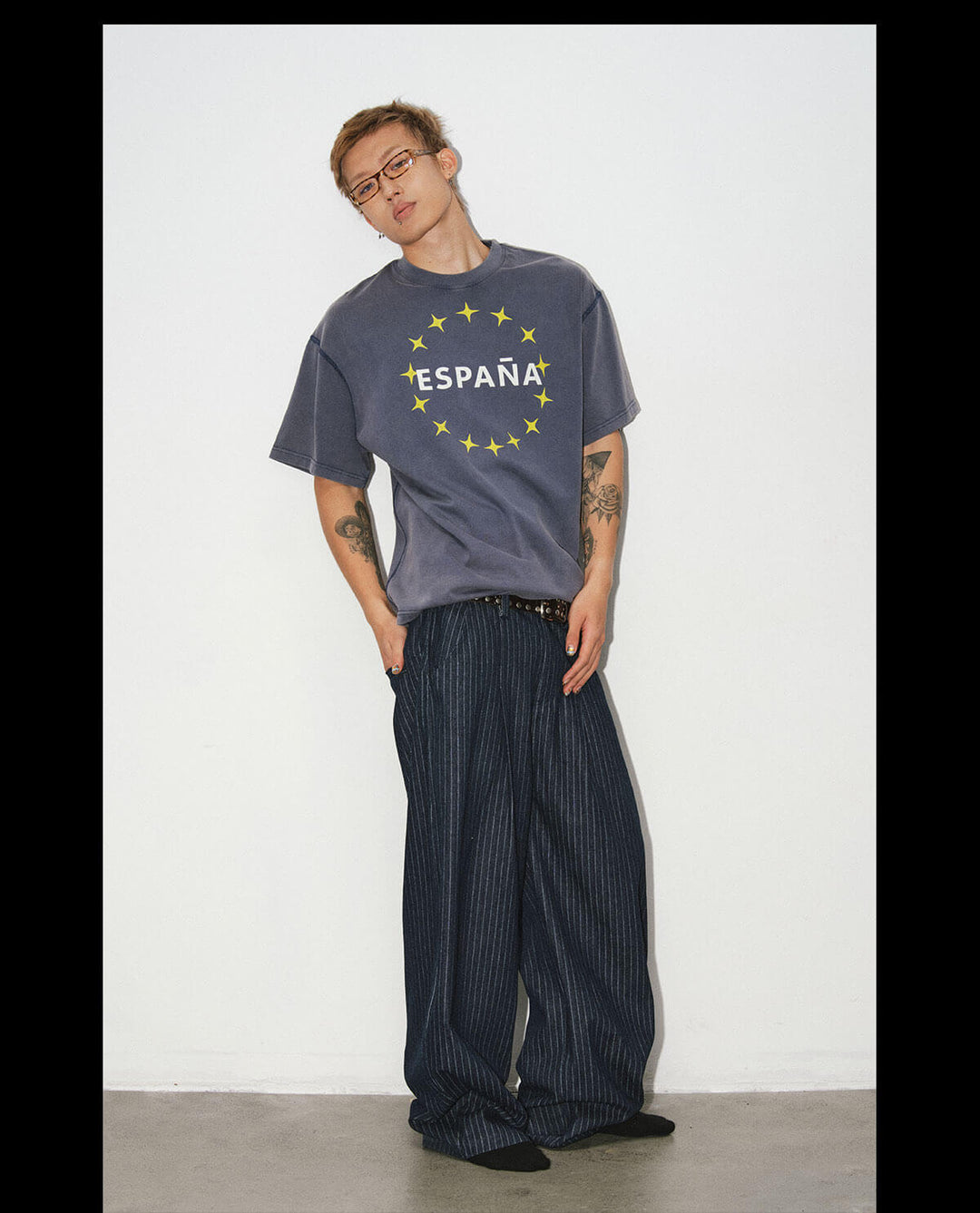 NOVACAM Vintage Washed Circle Star Print Short Sleeve Tee | Face 3 Face