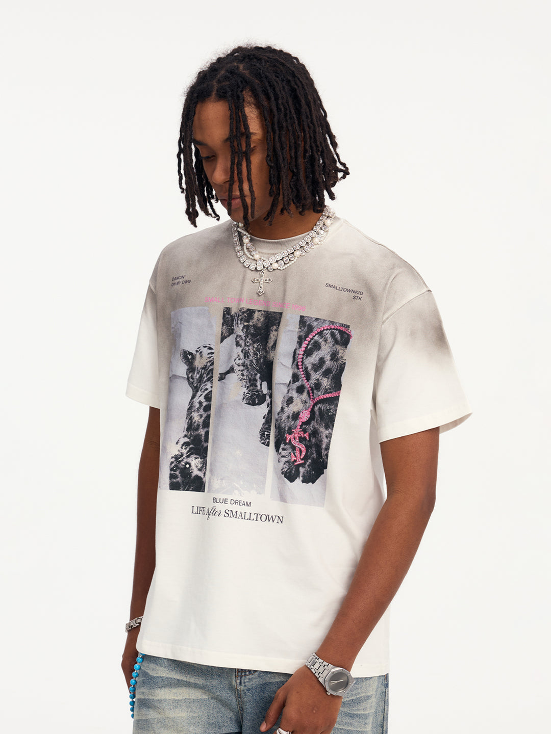 Small Town Kid Leopard Dirty Wash Tee | Face 3 Face