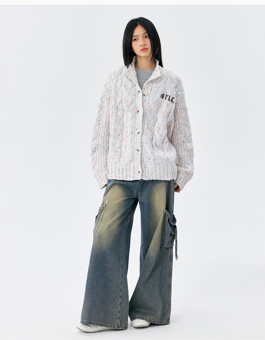 MEDM Speckled Cable Knit Cardigan | Face 3 Face