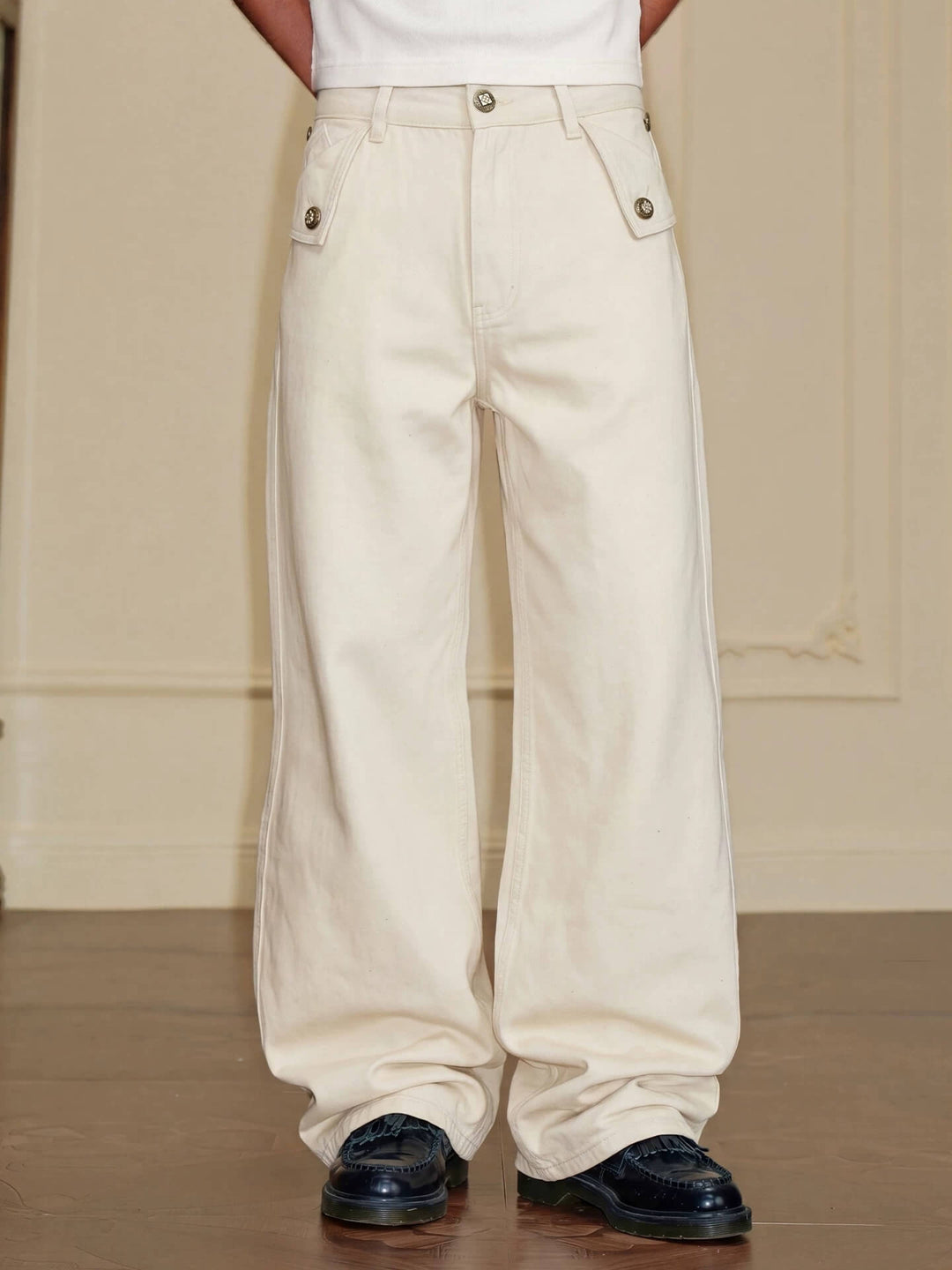 YADcrew Fold Over Button Flap Pocket Washed Jeans | Face 3 Face