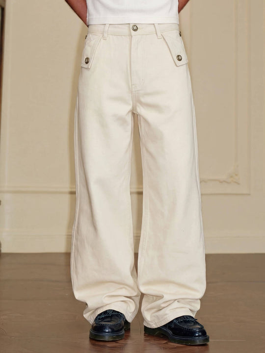 YADcrew Fold Over Button Flap Pocket Washed Jeans | Face 3 Face