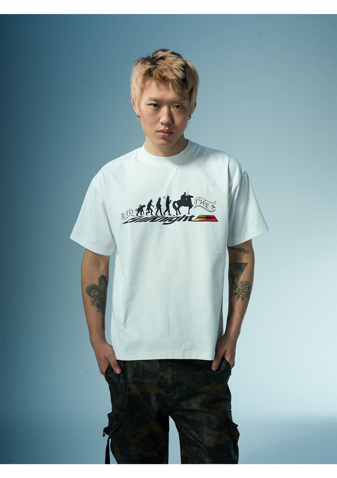 EVILKNIGHT(EK) Devil's Evolution Basic Letter Printed Tee | Face 3 Face