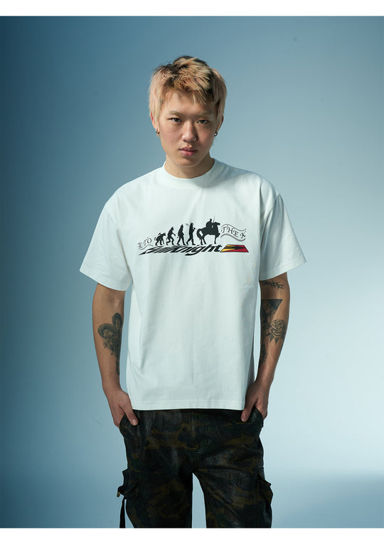 EVILKNIGHT(EK) Devil's Evolution Basic Letter Printed Tee | Face 3 Face